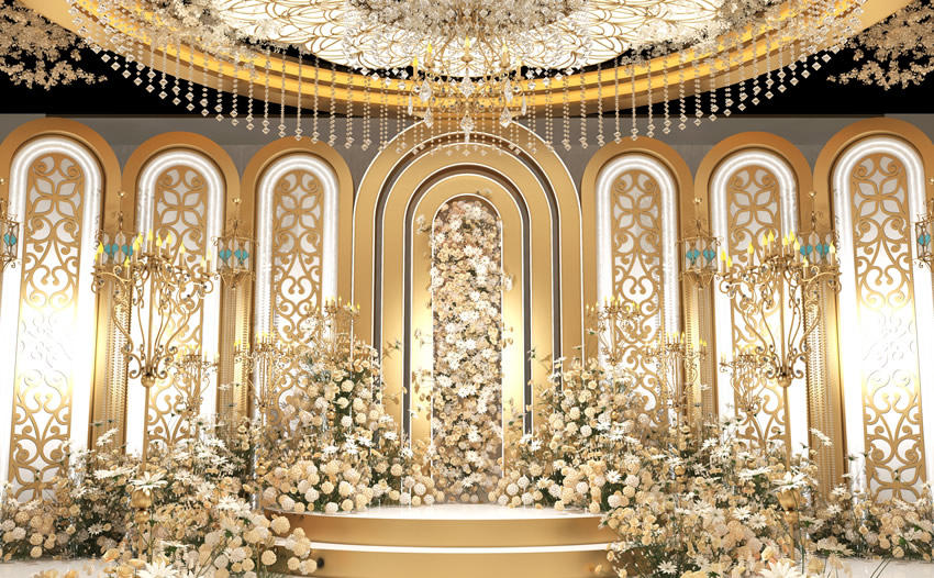 师宗香槟色调婚礼堂效果展示